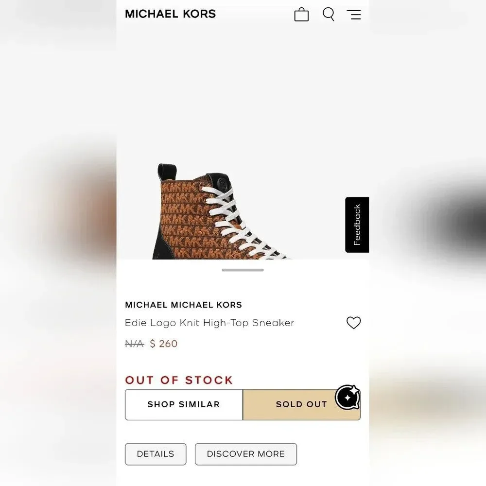 Michael Kors Edie Knit High Top Women's Sneakers Brown MK Monogram Logo sz 9.5